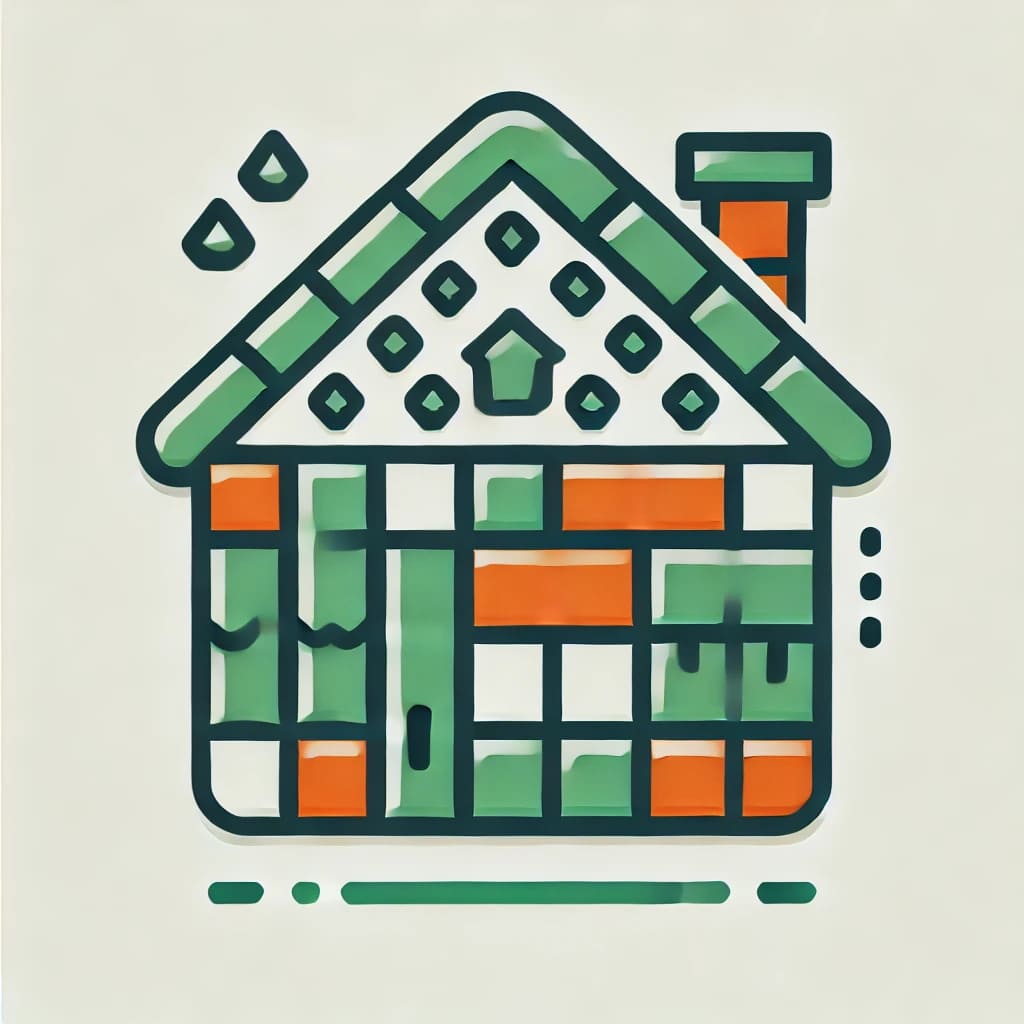 Icône 2D de couverture, incluant tuiles et matériaux de toiture, dédiée à la réutilisation des restes de chantier, construction et rénovation