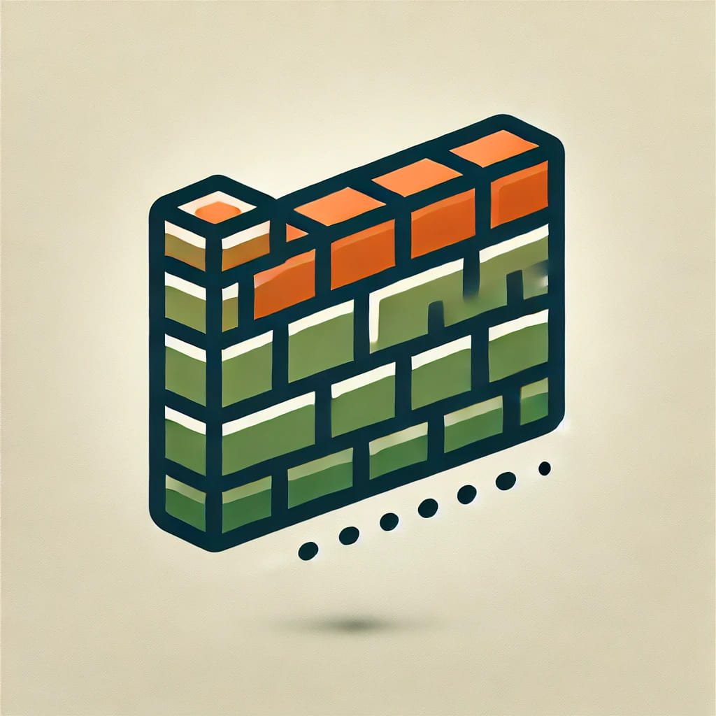 Icône 2D de muret en pierre pour travaux, dédiée à la réutilisation des restes de chantier, construction et rénovation