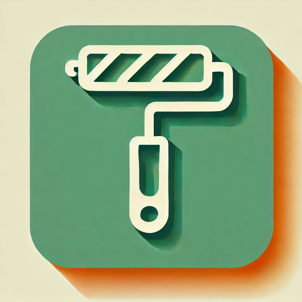 Icône 2D de rouleau à peinture pour travaux, dédiée à la réutilisation des restes de chantier, construction et rénovation