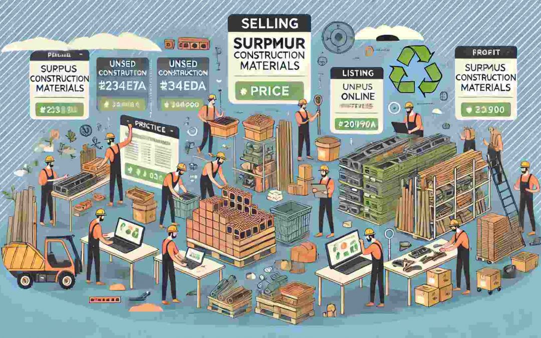 Illustration d'un guide pratique pour vendre des surplus de chantier.