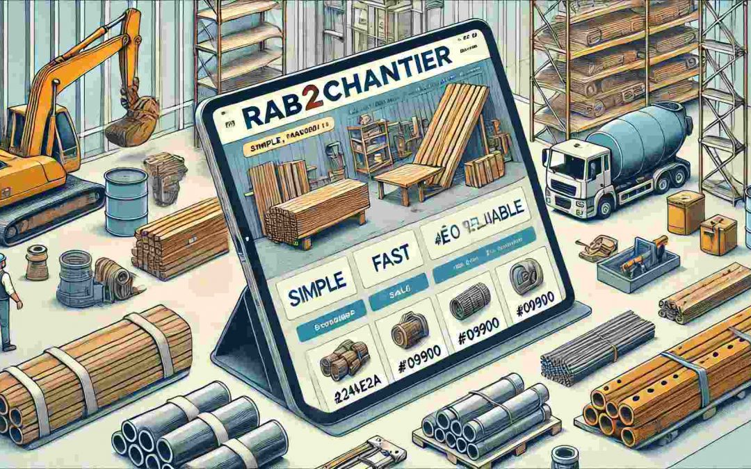 Illustration de la plateforme Rab2Chantier pour acheter et vendre des matériaux d'occasion.