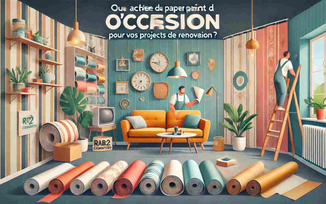 Illustration montrant où acheter du papier peint d'occasion de qualité pour vos projets de rénovation.