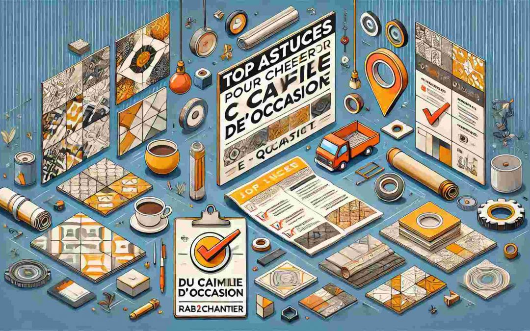 Illustration montrant des astuces pour choisir du carrelage d'occasion de qualité.
