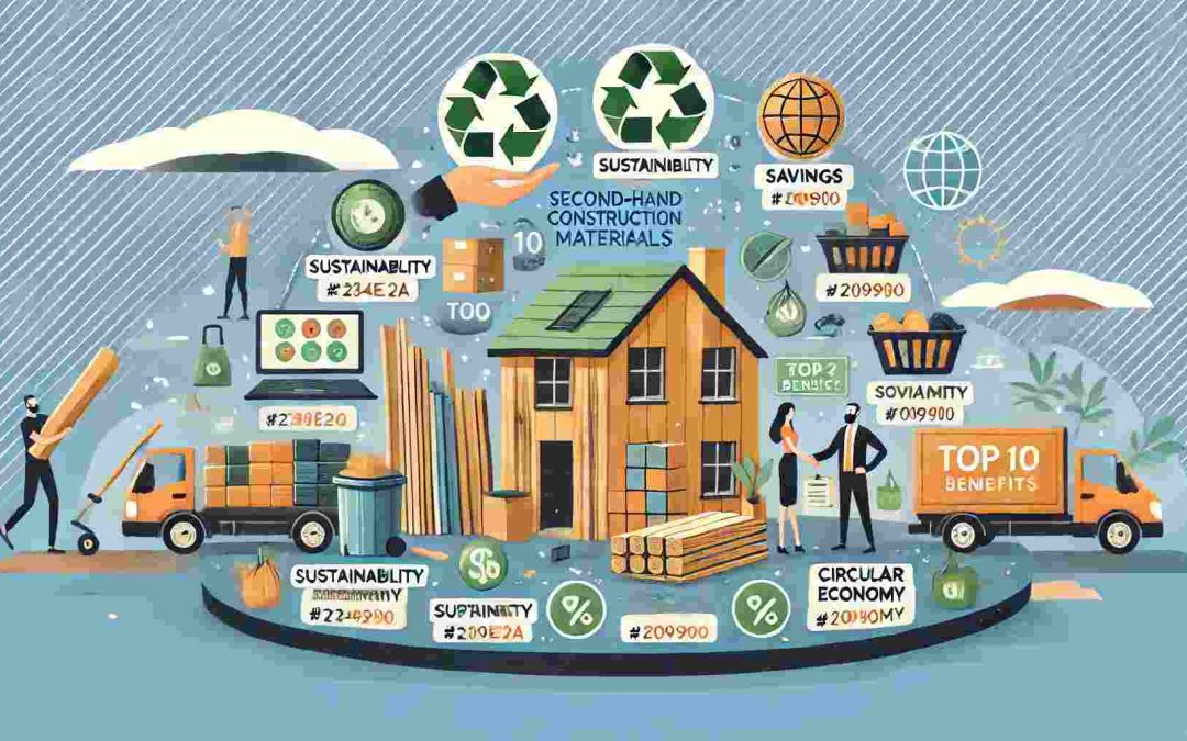 Illustration des 10 avantages de l'achat de matériaux de construction d'occasion.