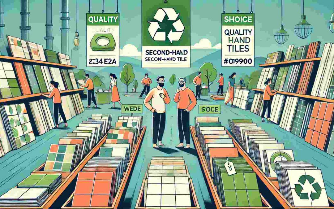 Illustration montrant le processus de recherche de carrelage d'occasion de qualité.