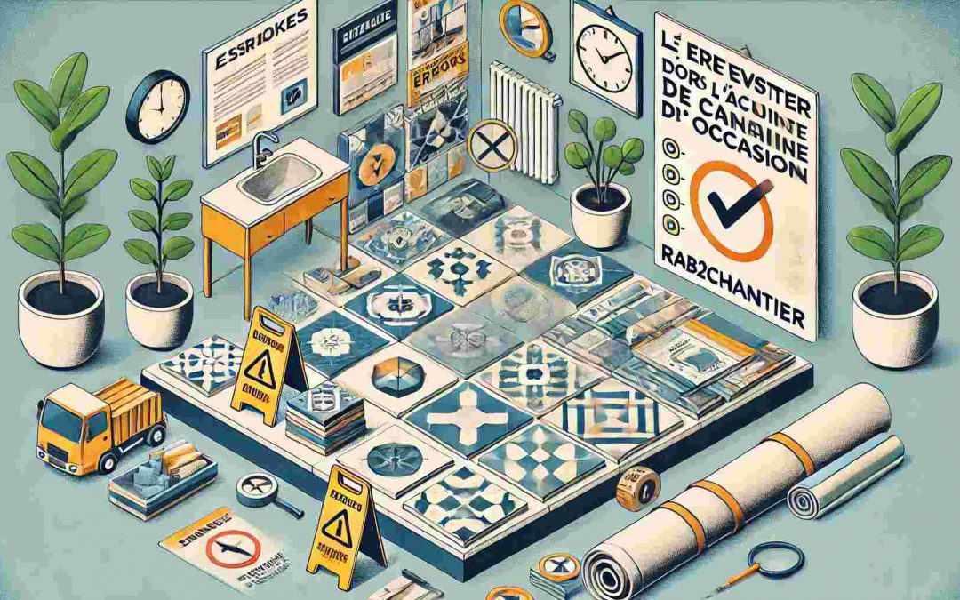 Illustration montrant les erreurs à éviter lors de l'achat de carrelage d'occasion.