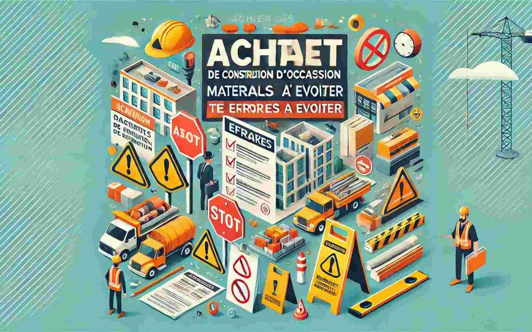 Illustration montrant les erreurs à éviter lors de l'achat de matériaux de construction d'occasion.