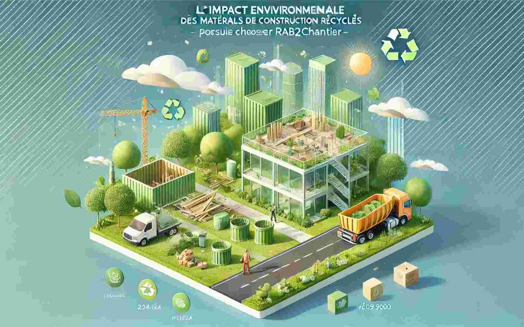 Quartet de texte : Illustration montrant l'impact environnemental des matériaux de construction recyclés.