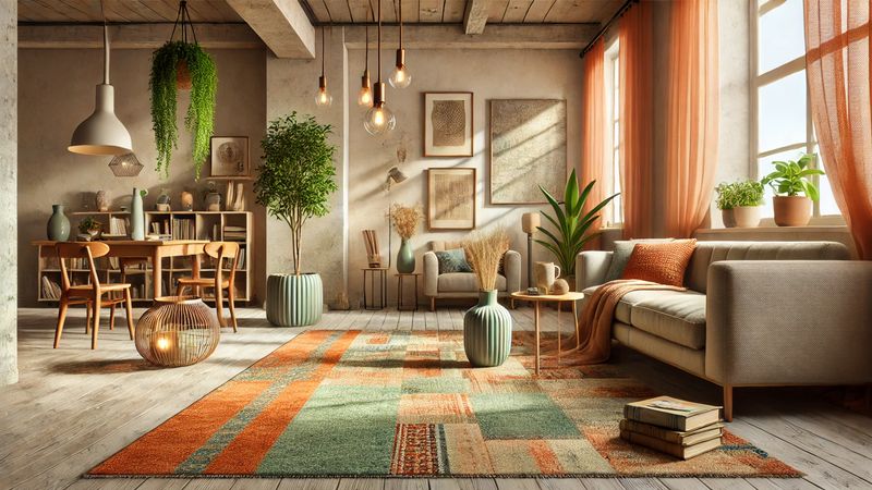 Illustration montrant la moquette d'occasion comme une solution &eacute;conomique et &eacute;cologique.