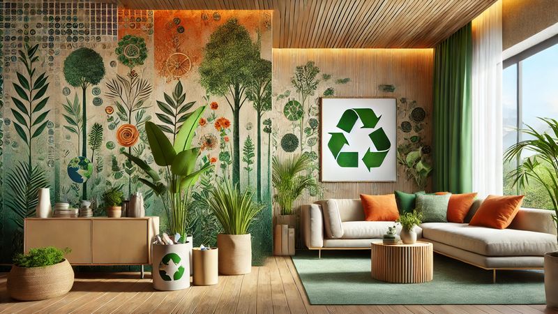 Illustration montrant pourquoi choisir du papier peint mural écologique et recyclé est une option durable pour votre intérieur.