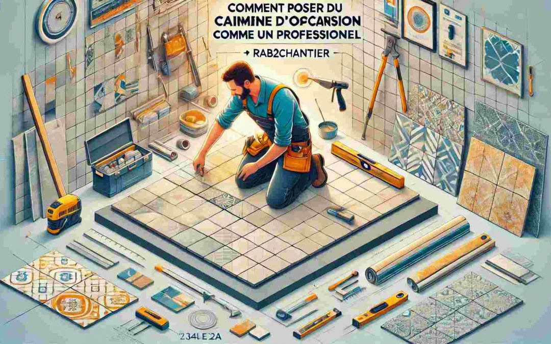 Illustration montrant comment poser du carrelage d'occasion comme un professionnel.