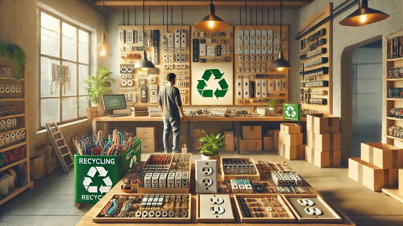 Illustration montrant des mat&eacute;riaux de quincaillerie d'occasion pour des projets &eacute;lectriques.