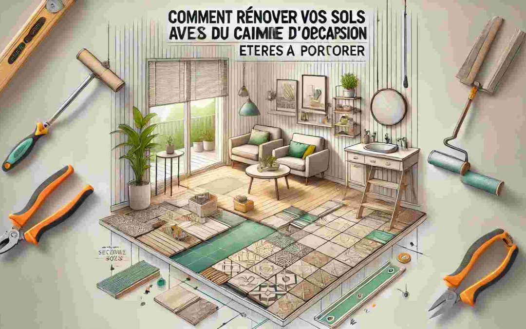 Illustration montrant les étapes pour rénover vos sols avec du carrelage d'occasion.