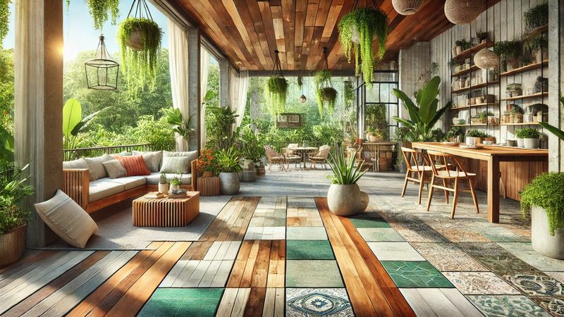 Illustration montrant les meilleures options de rev&ecirc;tements de sol d'ext&eacute;rieur recycl&eacute;s.