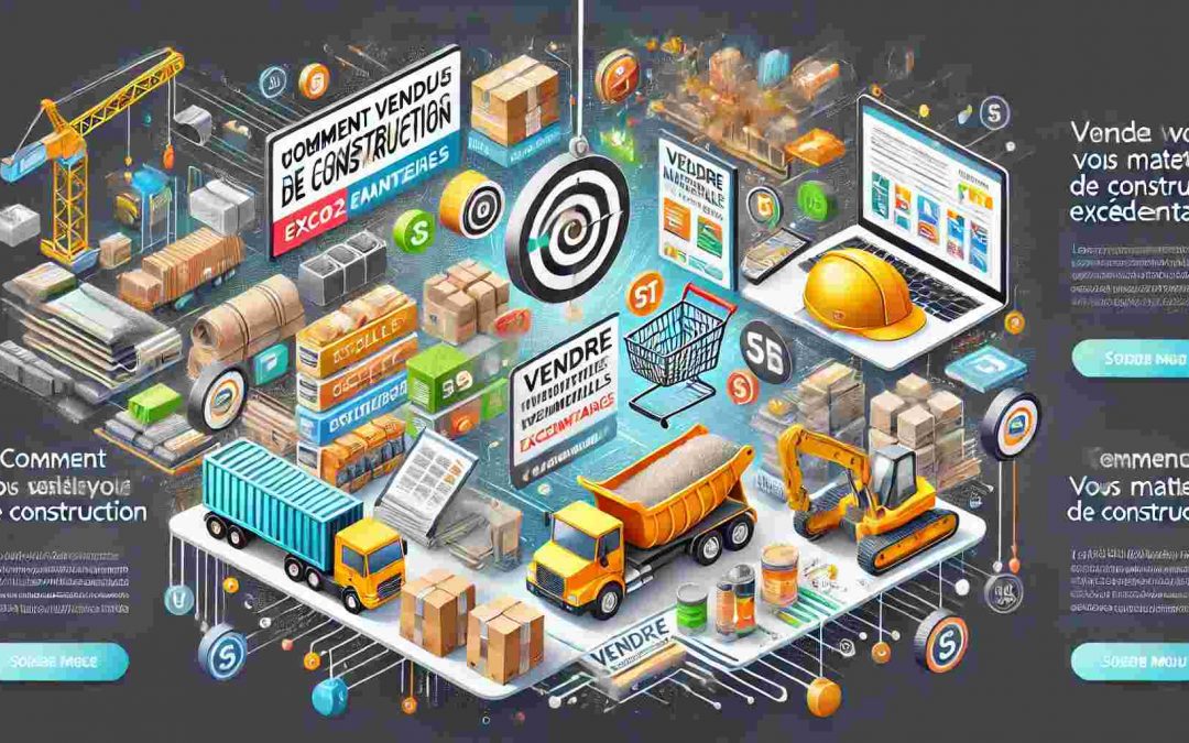 Illustration montrant comment vendre des matériaux de construction excédentaires rapidement et facilement.